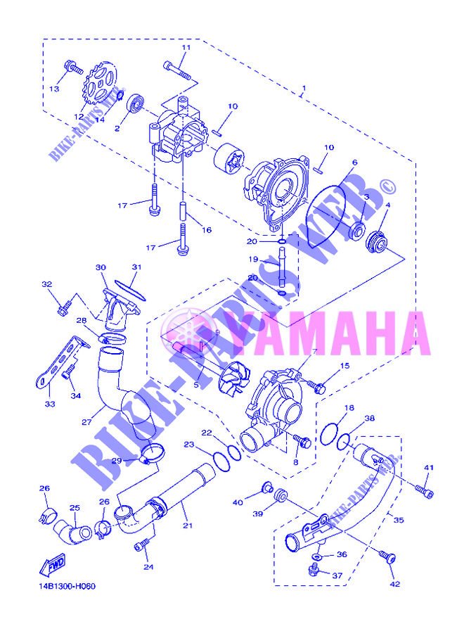 WATERPUMP / HOSES для Yamaha R1 2012