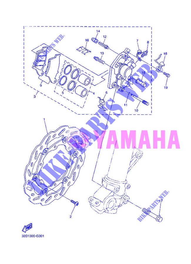FRONT BRAKE CALIPER для Yamaha WR-R 2013