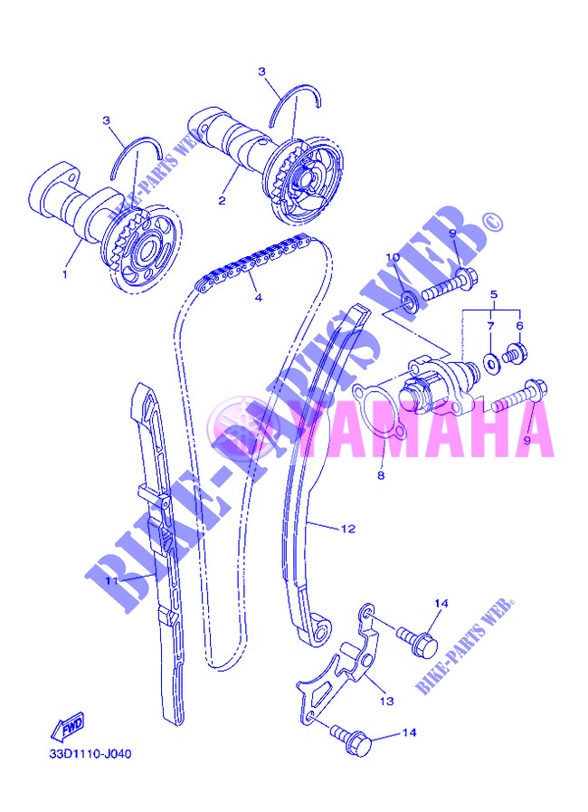CAMSHAFT / TIMING CHAIN для Yamaha YZF 2013