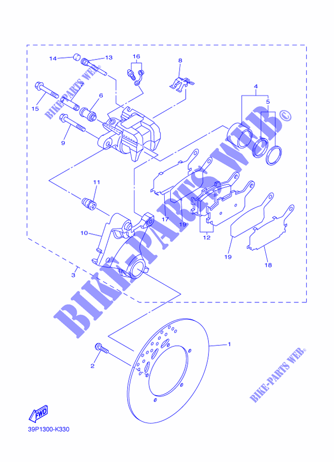 REAR BRAKE CALIPER для Yamaha FAZER ABS 2015