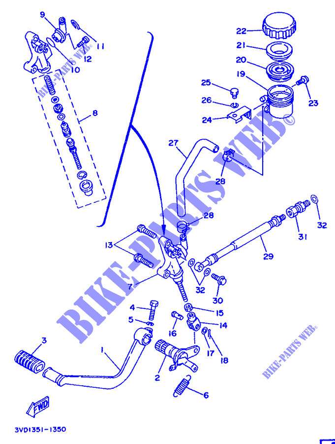 REAR BRAKE MASTER CYLINDER для Yamaha TDM 1993